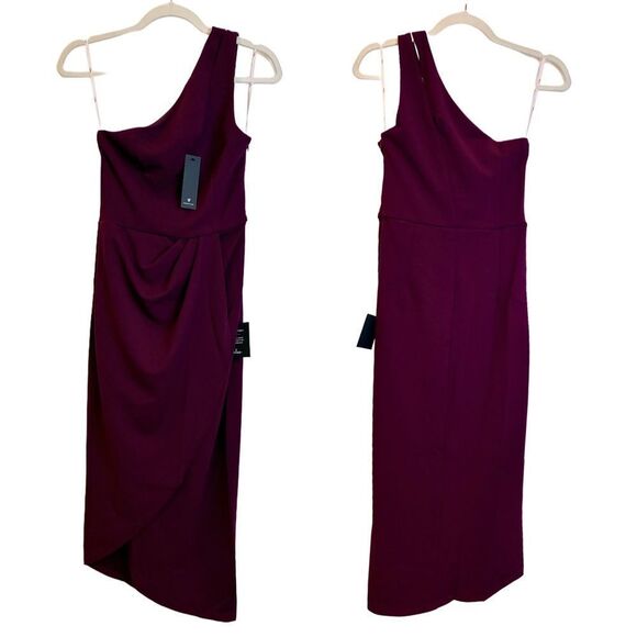 NWT Lulus So Flirty Burgundy One-Shoulder Cutout Asymmetrical Dress - Picture 2 of 7
